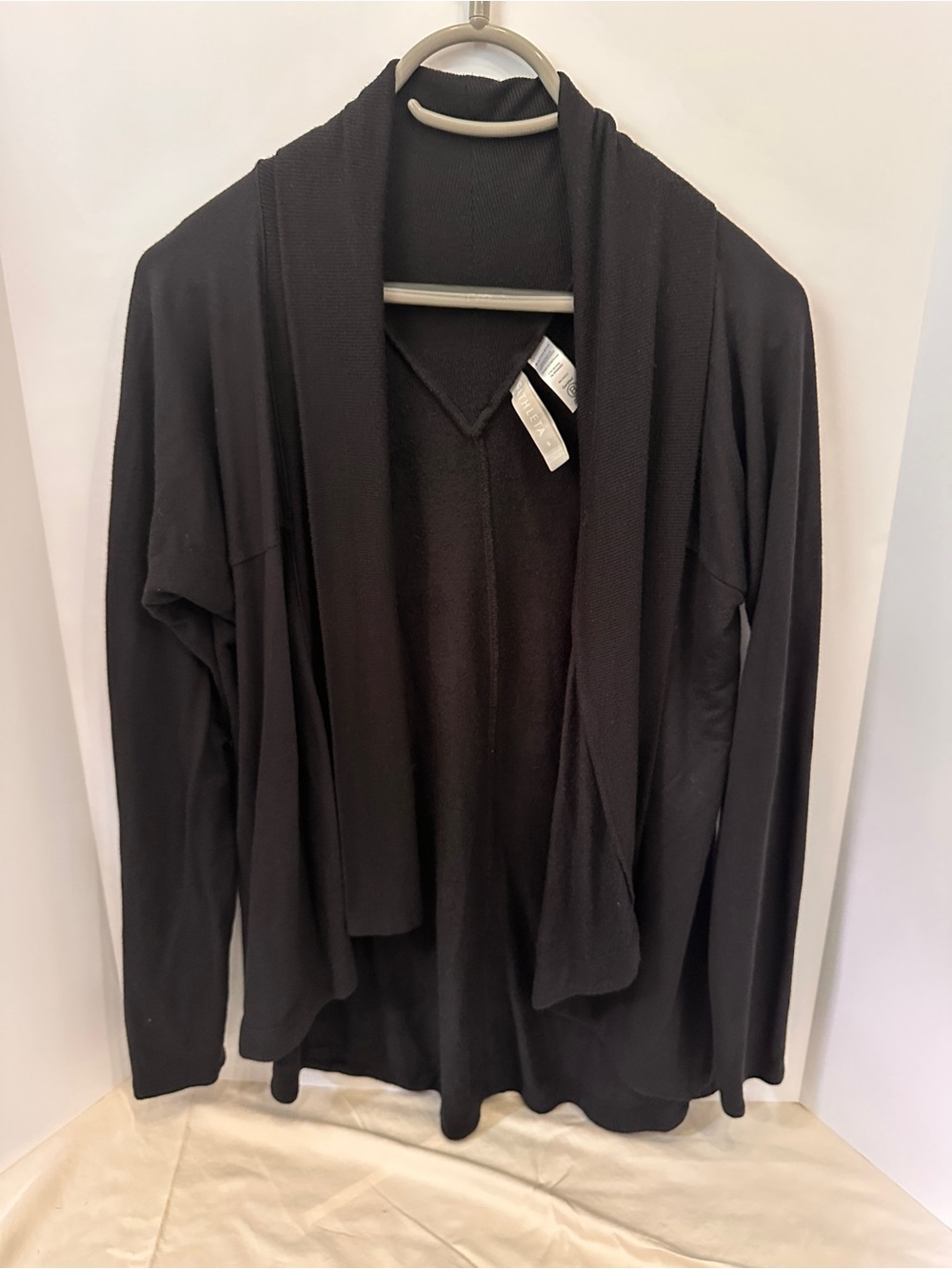 Athleta Black Open-Front Lightweight Draped Cardigan